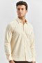 Men's Light Beige Long Sleeve Hard Collar Slim Fit Shirt 1004240334 - 2