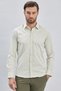 Cream Color Long Sleeve Pocketless Cotton Lycra Classic Slim Fit Shirt 1004240234