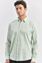 Men's Light Turquoise Long Sleeve Ribbed 100% Cotton Slim Fit Shirt 1004240247 - 2