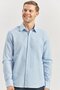 Men's Blue Long Textured Textured Stiff Collar Slim Fit Shirt 1004240249