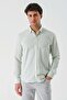 Men's Dark Green Long Sleeve Buttoned Collar Cotton Lycra Slim Fit Shirt 1004240233