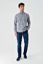 Blue Long Sleeve Printed Garnished Cotton Casual Slim Fit Slim Fit Shirt 1004240211 - 4