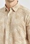 Men's Beige Long sleeve Printed Embossed Button-Down Collar Cotton Stretch Fabric Slim Fit Shirt 1004240100 - 5