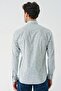 Men's White Long Sleeve Printed Hard Collar Cotton Lycra Classic Slim Fit Shirt 1004240143 - 7