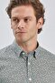 Men's Dark Green Long Sleeve Printed Buttoned Collar Cotton Classic Slim Fit Shirt 1004240215 - 6