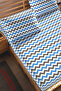Blue Colored, Zigzag Patterned Ranforce Fabric Elastic Bed Sheet Set, Single/Double/King Size - 2