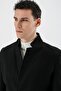 Black Stamped Stand Collar Lined Slim Fit Slim Fit Casual Coat1007235170 - 6