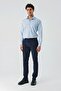 Men's Navy Blue Cotton Casual Slim Fit Chino Trousers with Side Pockets 1003240156 - 5