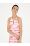 Pink Patterned Linen Slit Dress 50283657-Vr041 - 4