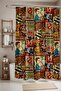 Bathroom Curtain, Retro Posters Patterned Shower Curtain, Bathtub Curtain 175X200Cm