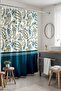 Bathroom Curtain, Navy Blue Green Water Drop Motif Patterned Shower Curtain, Bathtub Curtain 175X200Cm - 2