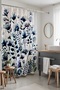 Bathroom Curtain, Dark Blue Ink Flowers Pattern Shower Curtain, Bathtub Curtain 175X200Cm - 3