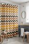175X200Cm Patterned Jute Textured Bathroom Curtain - Zigzag and Tub Curtain - 2