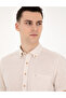 Beige Linen Blended Regular Fit Short Sleeve Shirt 50284166-Vr011 - 2