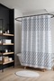 Bathroom Curtain, Blue Striped Ikat Motif Patterned Shower Curtain, Bathtub Curtain 175X200Cm - 2