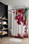 Bathroom Curtain, Pink Butterflies and Flowers Patterned Shower Curtain, Bathtub Curtain 175X200Cm - 2