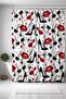 Bathroom Curtain, Red Lipstick High Heels Shoes Nail Polish Patterned Shower Curtain, Bathtub Curtain 175X200Cm
