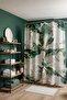 Bathroom Curtain, Marbled Botanical Pattern Shower Curtain, Bathtub Curtain 175X200Cm