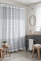 Bathroom Curtain, Blue Striped Ikat Motif Patterned Shower Curtain, Bathtub Curtain 175X200Cm - 3