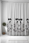 Black and White Patterned Bath Curtain - Karahinbağlar 175X200Cm