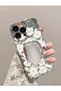 iPhone 16 Pro Silver Mirror Flower Pattern Stylish Case Luxury Cover Cute Flower - 2