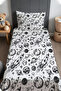 Black and White Planets Patterned Bedspread and Pillowcase