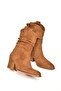 T 296713002   Tan Suede Thick Heeled Women's Boots - 6
