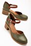 Women's Genuine Leather Closed Toe Ankle Strap Sandals Green - 3
