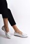 Women's Genuine Leather Saddler Comfortable Ballerinas White