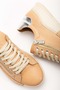 Women's Genuine Leather Zippered Sneakers Nude/Silver - 4