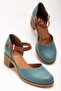 Women's Genuine Leather Closed-Toe Ankle-Tie Sandals Blue - 3