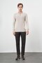 Men's Beige Long Sleeve Self-Patterned Knitted Polo Collar Classic Comfort Fit Knitwear 1012245156 - 2