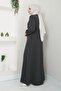 New Season Sporty Style Ribbed Summer Anthracite Gray Robe - 4