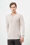 Men's Beige Long Sleeve Self-Patterned Knitted Polo Collar Classic Comfort Fit Knitwear 1012245156 - 3