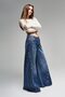 Women's Dark Blue Color 2W47 Super Palazzo Fit 100% Cotton Jeans - 2