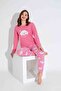 Women's Pink Dog Patterned Mother and Daughter Combination Thermal Winter Warm Soft Pajamas Set - 2