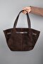 Celona Brown Genuine Suede Leather Women's Shoulder Bag - 3