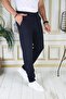 Men's Navy Blue Italian Cut Quality Slim Fit Lycra Elastic Stylish Cotton Fabric Trousers School - 2