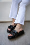 Manje Black Tassel Detailed 4cm Special Thick Soled Women's Slippers - 3