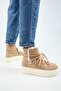 Haven Women's Genuine Leather Lace-Up Sand Boots with Fur Inside - 6