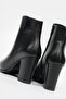 WOMEN'S BLACK GENUINE NATURAL LEATHER HEEL BOOTS & BOOTIES - 4