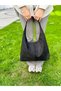 Byeduu Black Large Size Suede Shoulder Bag - 8