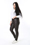 Women's Plus Size Brown Faux Leather Lycra Tights 65N38469 - 4
