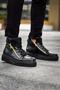 High Black Sole Double Zipper Black Men's Sports Boots - 6