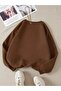 Women's Brown Minimal Heart Printed Crew Neck Oversize Embossed Sweatshirt Hoodie - 2