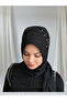 Silvery Black Zehra Model Ready Turban Ready Wrap Evening Dress Wrap - 2