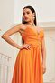 Orange Chiffon Strap Neckline with Stones Long Evening Dress and Invitation Dress - 4