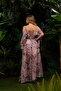 Powder Printed Strap Long Evening Dress - 7