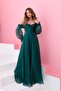 Emerald Organza Low-Sleeved Engagement Gown - 4