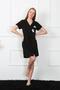 Fashion Line Women's Combed Cotton Front Buttoned Black Tunic Nightgown 1032